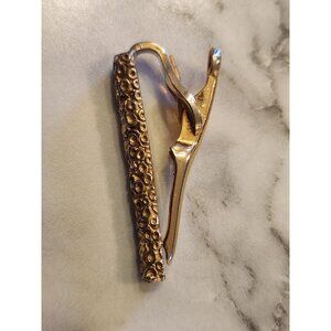 Vintage Gold Textured Tie Clip For Mens Formal Wear